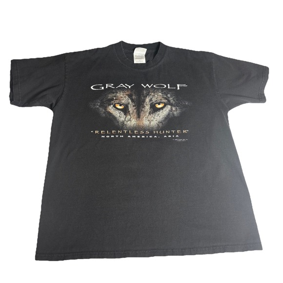 Vintage 90's Nature Wildlife T-Shirt Size Large Wolf Graphic Grunge - Picture 1 of 7
